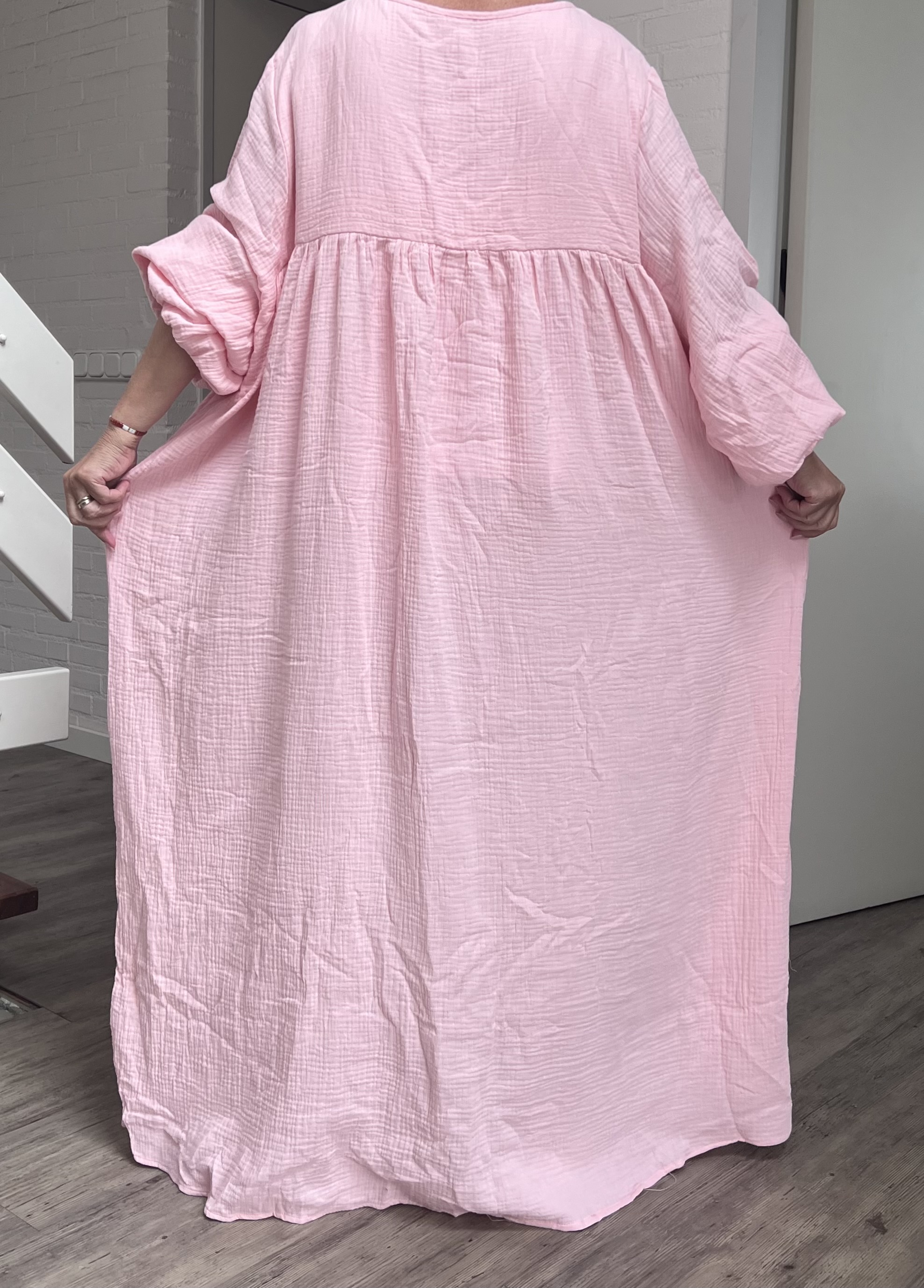 ITALIA MODA oversized katoen mousseline A-lijn jurk