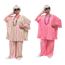 ITALIA MODA oversized katoen mousseline tuniek + broek /in meerdere kleuren