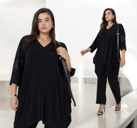 Jean Marc Philippe viscose A-lijn tuniek met pailletten zwart stretch