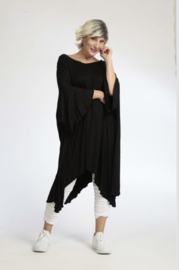 AKH oversized viscose A-lijn jurk apart stretch  zwart