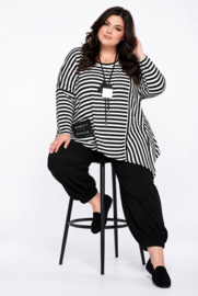 FUNKY Diva oversized viscose A-lijn tuniek zwart/wit / stretch