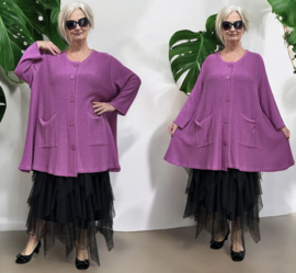 AKH gebreide oversized A-lijn katoen vest/blazer apart stretch