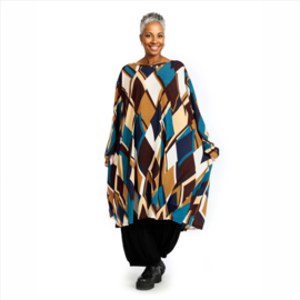 AKH jersey viscose oversized A-lijn jurk/tuniek apart stretch