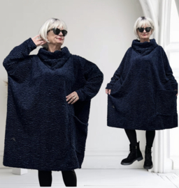 AKH oversized zachte astrakan tuniek met col /apart/donkerblauw