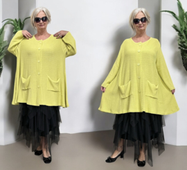 AKH gebreide oversized A-lijn katoen vest/blazer apart stretch