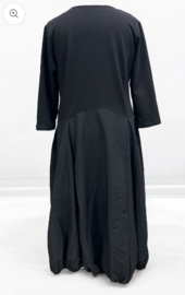 Vincenzo Allocca oversized katoen A-lijn jurk met inzet van taft /aparte/stretch/zwart