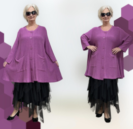 AKH gebreide oversized A-lijn katoen vest/blazer apart stretch
