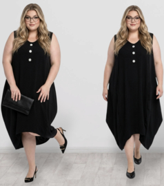 Moonshine katoen ballon jurk stretch zwart