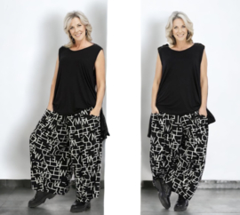 AKH oversized viscose broek stretch zwart/grijs