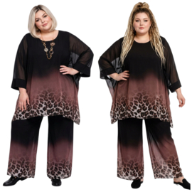 SASHA GRANDE oversized chiffon A-lijn tuniek+ broek/zwart