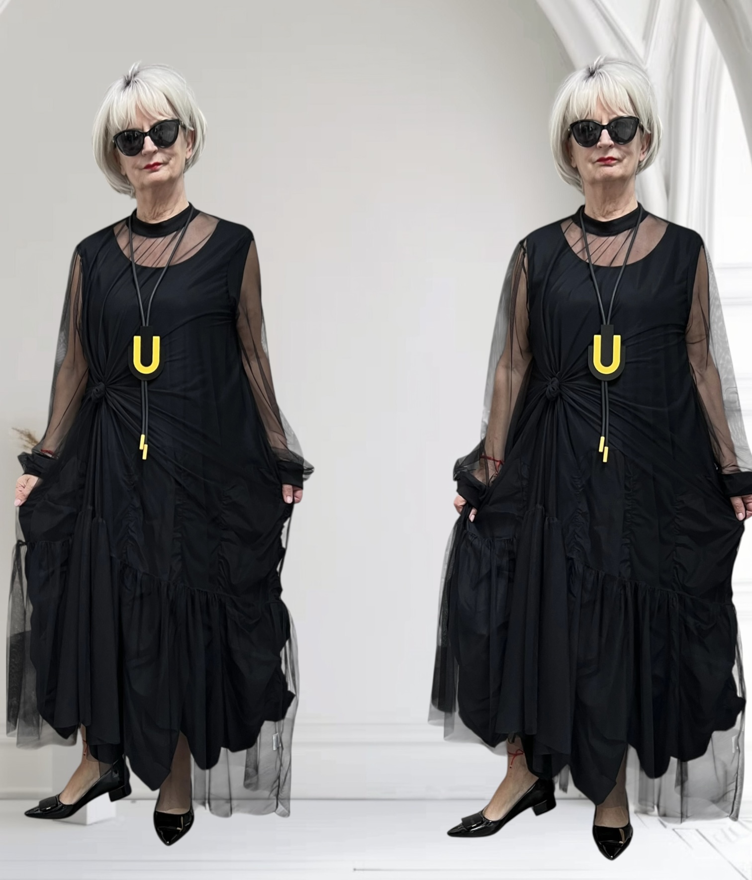 ITALIA  A-lijn tule overjurk stretch