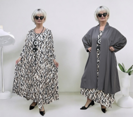 AKH oversized zijde look viscose A-lijn jurk met zakken /apart