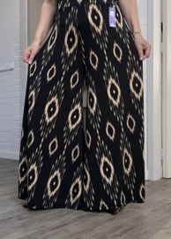 ITALY Mode jersey viscose  wijde broek apart /zeer rekbaar/ zwart /beige 