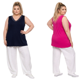 ITALIA oversized viscose top met kant /stretch /in meerdere kleuren