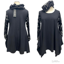 Vincenzo Allocca oversized katoen A-lijn tuniek met inzet van tule apart zwart