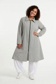 AKH katoen A-lijn zomer blouse /jas /blazer met ritssluiting grijs/wit /stretch