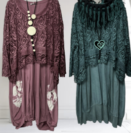 Moonshine oversized de modieuze kleuring  katoen KANTEN top apart stretch /in meerdere kleuren