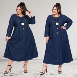 Gulio Moda katoen jeans A-lijn jurk met zakken / stretch