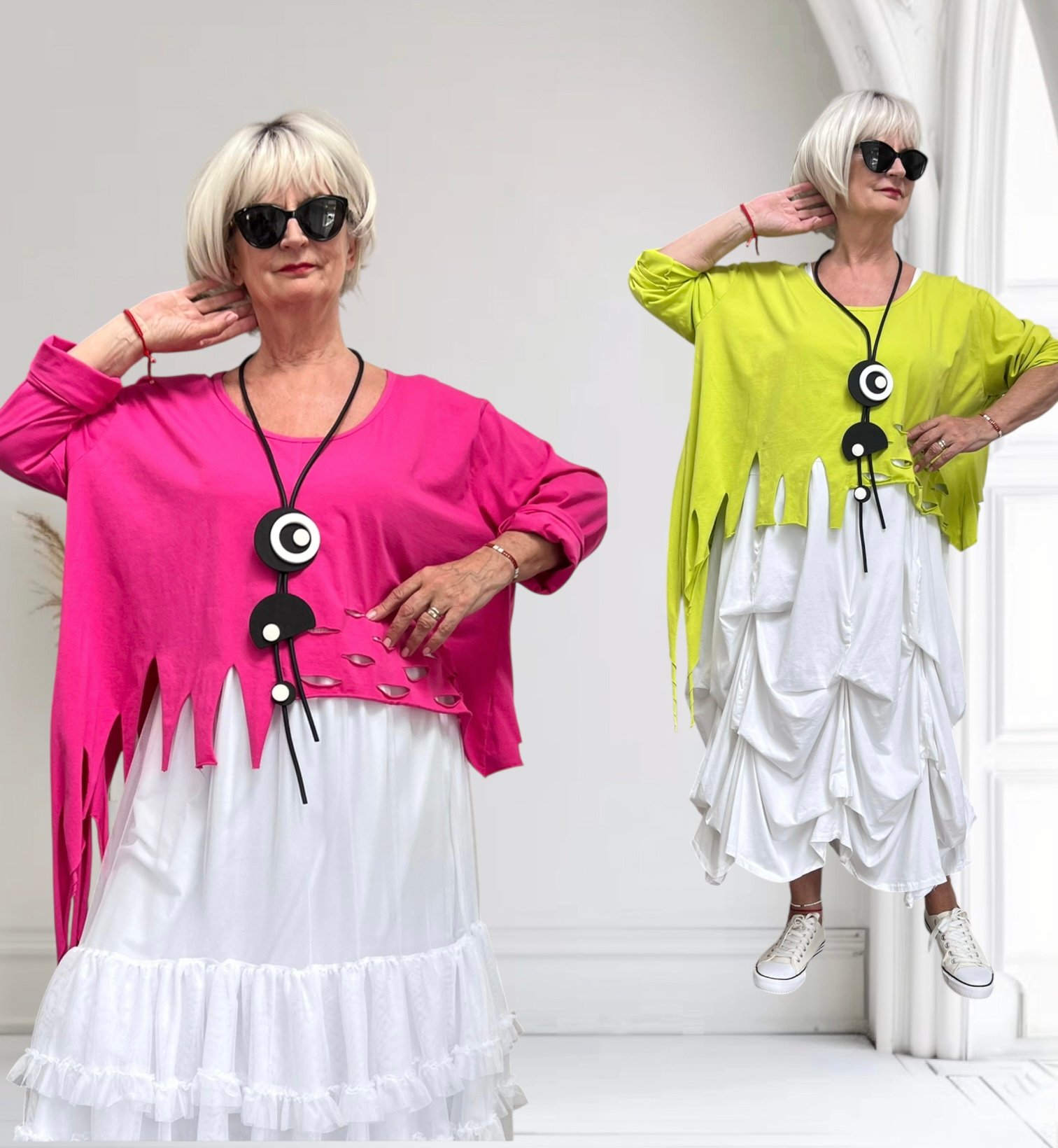 Moonshine oversized  katoen A-lijn top apart stretchin meerdere kleuren