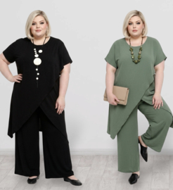 ITALIA MODA oversized viscose mix tuniek + broek stretch /in meerdere kleuren