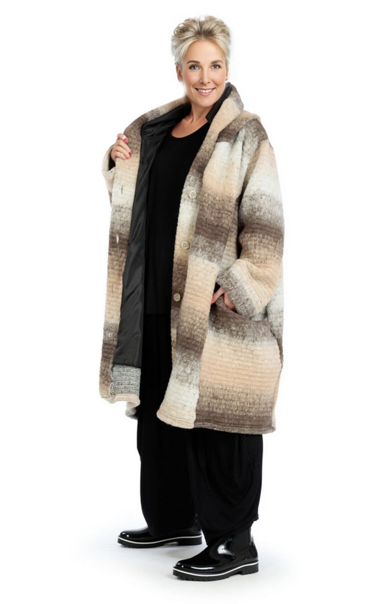 AKH oversized wollen winterjas/mantel  gevoerd