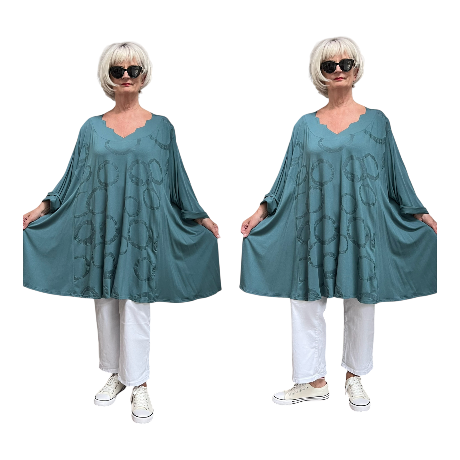 New Jersey oversized viscose A-lijn tuniek met aparte decolleté / stretch