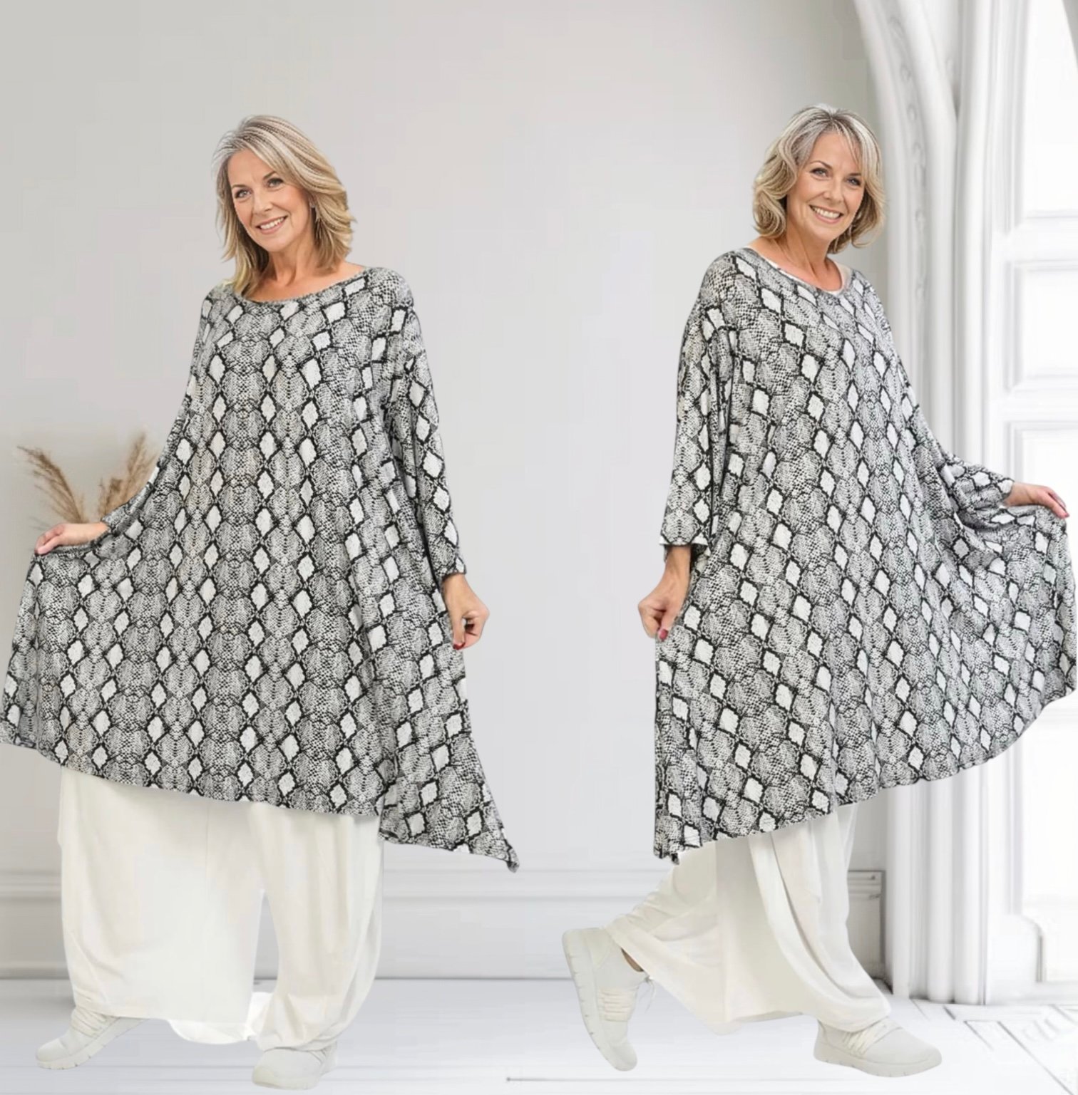 AKH oversized viscose A-lijn tuniek/jurk /apart/stretch