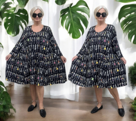 New Jersey viscose A-lijn jurk/tuniek extra wijd/ stretch zwart