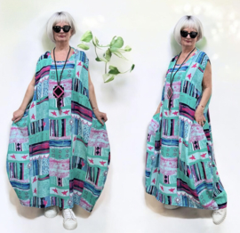 AKH oversized chique viscose  A-lijn  jurk apart/niet doorschijnend