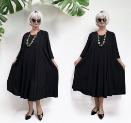 Naveed  viscose jersey A-lijn jurk stretch zwart