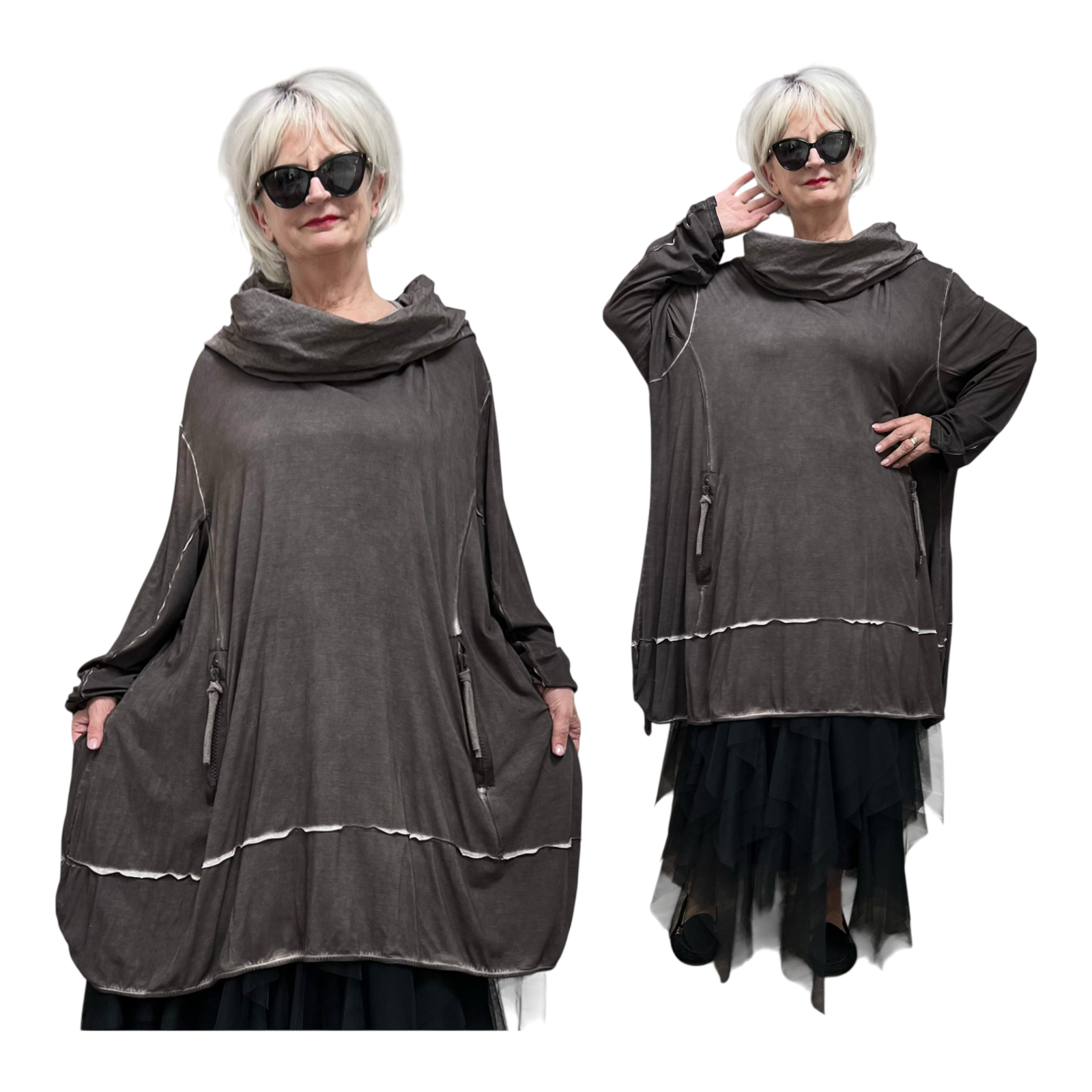 Zedd Plus de modieuze kleuring viscose A-lijn tuniek stretch