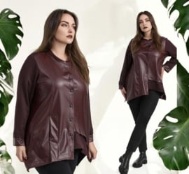 KEKOO design viscose blazer met inzet van eco leder stretch
