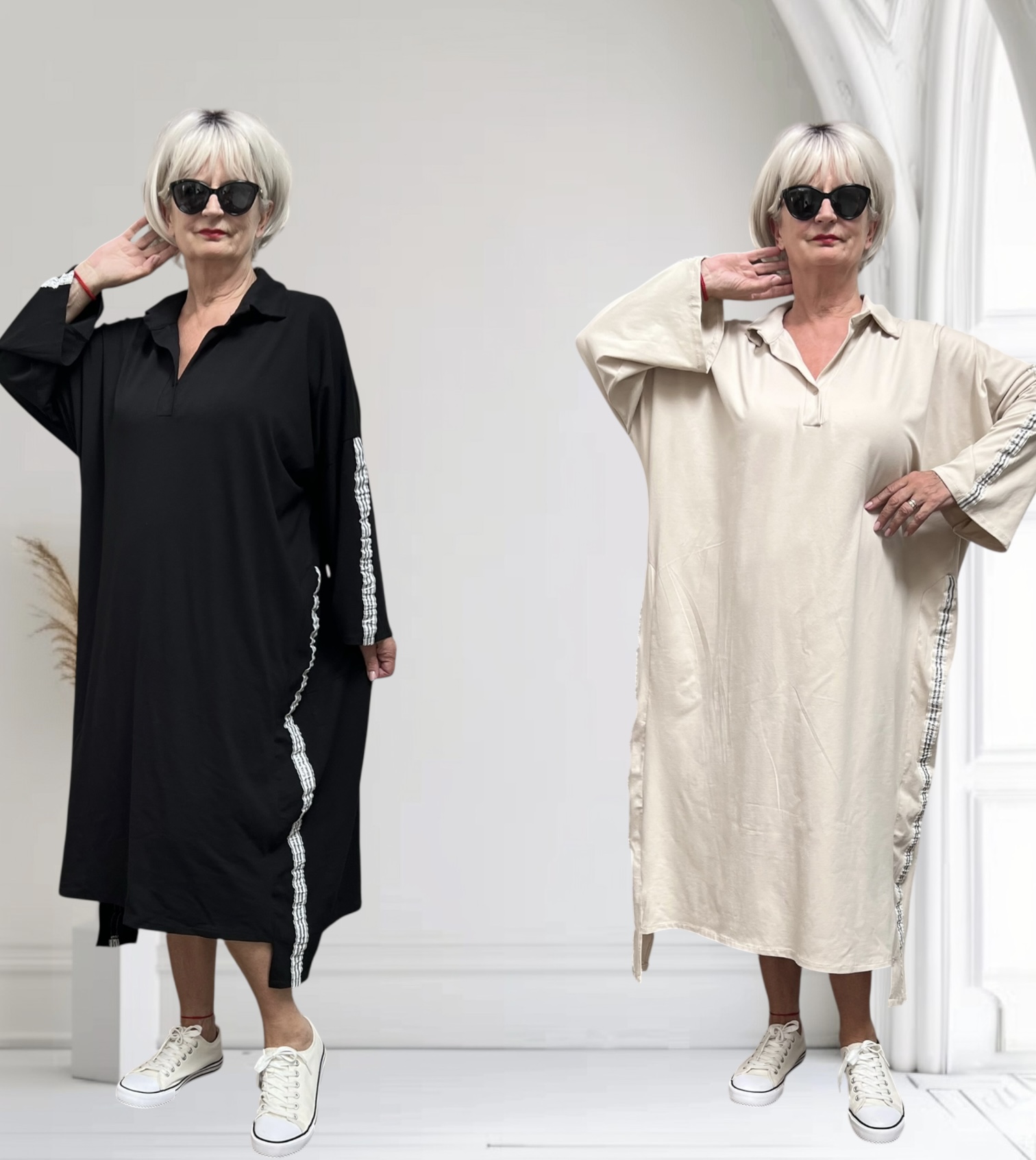 ITALIA viscoser jurk met bis stretch/apart/in meerdere kleuren