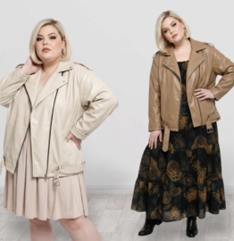 NEW COLLECTION oversized  eco leder jas met ritssluiting  stretch  /in meerdere kleuren