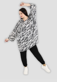 AKH oversized viscose tuniek/top zwart/wit  apart