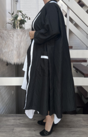 Ellen oversized A-lijn Taft blazer/jas/vest met zakken apart zwart/wit