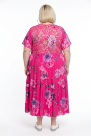 ITALIA MODA viscose/katoen A-lijn jurk met KANT/ /in meerdere kleuren