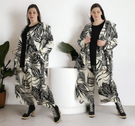 AKH viscose/linnen  A-lijn zomer jas/blazer/vest/tuniek apart met knoopsluiting