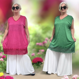 ITALIA oversized de modieuze kleuring viscose tricot top/tuniek met KANT apart/in meerdere kleuren