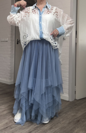 S.Woman oversized tencel/katoen blouse/hemd/geborduurd