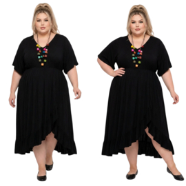 ITALIA MODA viscose tricot A-lijn  jurk zwart/stretch