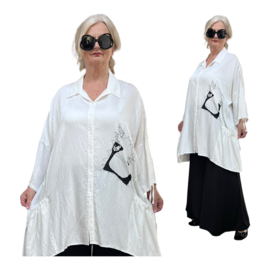 IZZY Style viscose hemd/blouse/tuniek  wit