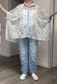 S.Woman oversized tencel/katoen blouse/hemd/geborduurd