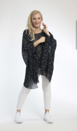 AKH oversized chique chiffon top/tuniek apart donkerblauw