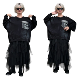 RE DESIGN oversized joggingstof top zwart/premium kwaliteit/stretch