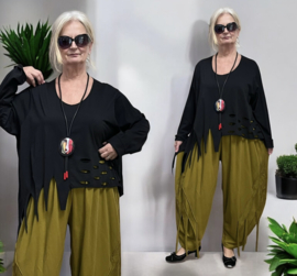 Moonshine oversized  katoen A-lijn top apart stretch zwart