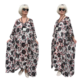 Francesca Romantica oversized A-lijn viscose chiffon overjurk met touwtjes  apart (extra groot)