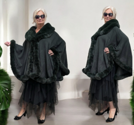 MM Sweet gebreid super zacht omslagdoek/poncho met bont