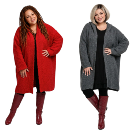 amandine oversized  super zacht bouclé gebreide vest met capuchon  /in meerdere kleuren