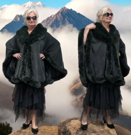 MM Sweet gebreid super zacht omslagdoek/poncho met bont
